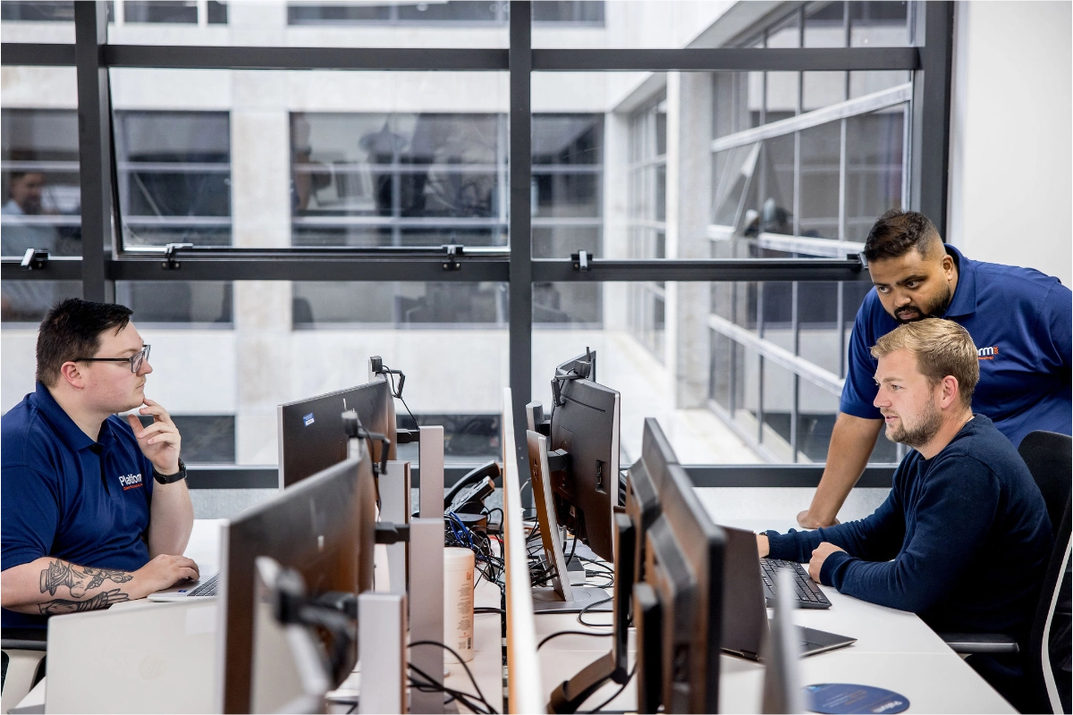 Team members working together in the office