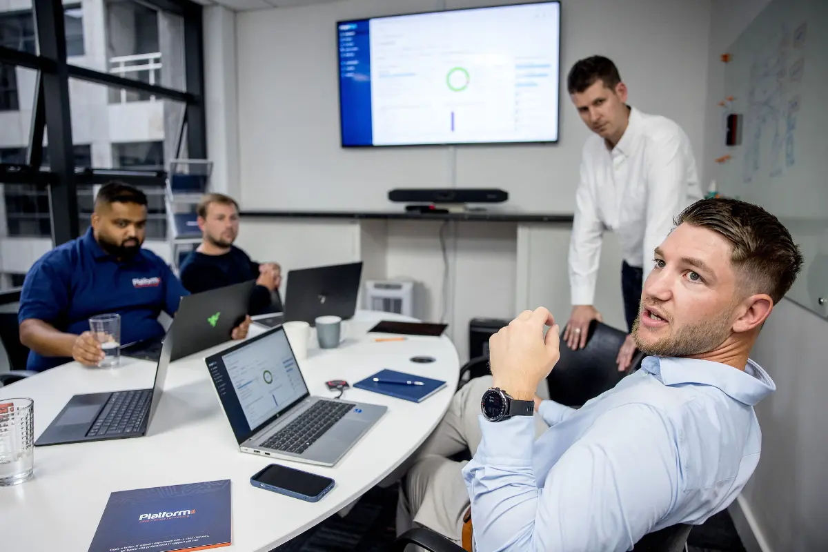 Close up shot of platform 365 team working in a meeting